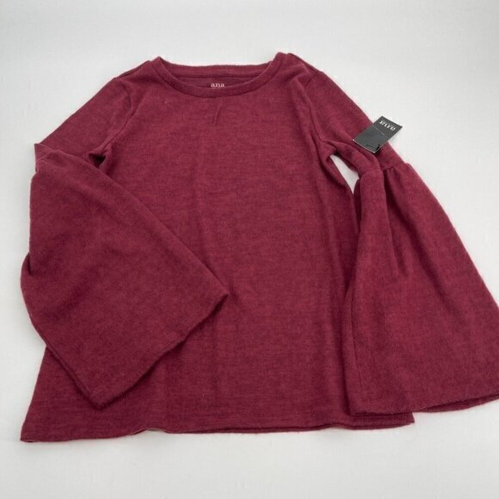 ANA Sweater XS Womens Bell Sleeve Long Preppy Casual Boho Knit Crew Neck Holiday